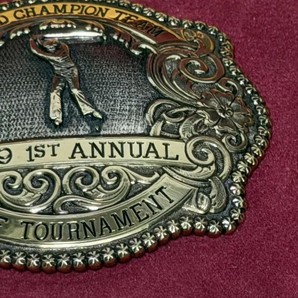 2009 Gist Brass Belt Buckle 1st Annual Golf Tournament Grand Champion Award NIB